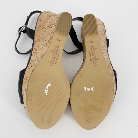 Charles David Lolly Bow Cork Wedge Heel Vegan Leather - Picture 4 of 5